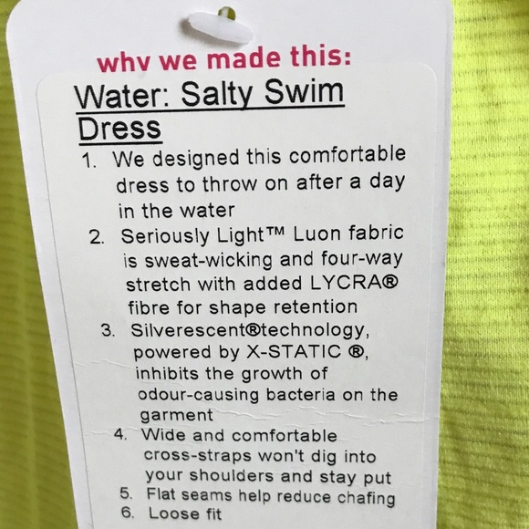 NWT YELLOW LULULEMON WATER : SALTY SWIM DRESS - Picture 6 of 8